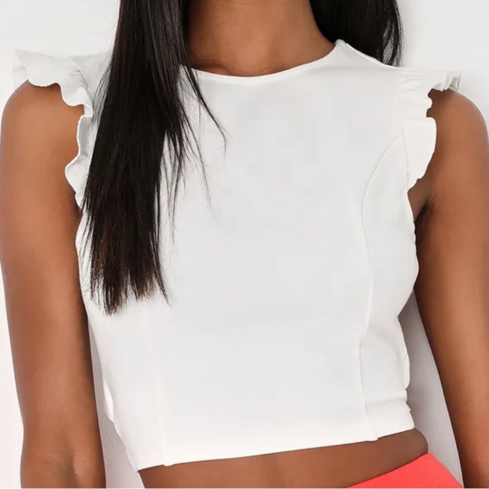 Lulu’s ruffled, cropped tie-back tank, xs